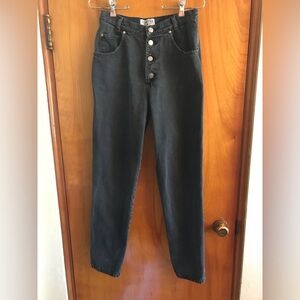 Vintage Palmetto’s High Rise Black Denim Jeans Button Fly Tapered Leg. Size 9.